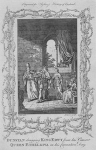 Dunstan zieht König Edwy von seiner Gemahlin Königin Ethelgiva an seinem Krönungstag, 1773
