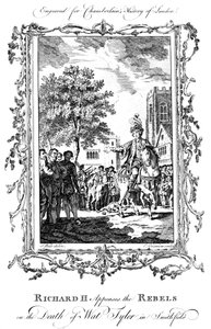 König Richard II. besänftigt die Rebellen nach dem Tod von Wat Tyler, Smithfield, 19. Jahrhundert von Charles Grignion