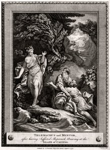 Telemach und Mentor nach einem Schiffbruch auf der Insel Kalypso von Charles Grignion