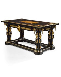 Napoleon III Tisch, entworfen von Jean Brandely, Marketerie von E. Varlot, Paris, ca. 1850-75