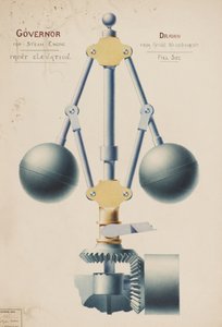 Gouverneur für Dampfmaschine - Vorderansicht, c.1882 von Charles Gustav Louis Phillips