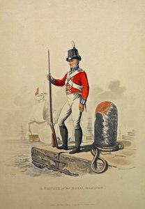 Ein Soldat der Royal Marines, graviert von Joseph Constantine Stadler, veröffentlicht 1815 (Aquatinta) von Charles Hamilton Smith