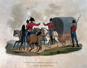 Ein Offizier, Soldat und Fahrer des Royal Waggon Train, aus 