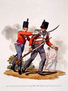 Uniform des Offiziers und Soldaten des 52. Regiments der leichten Infanterie, graviert von Joseph Constantine Stadler von Charles Hamilton Smith
