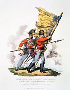 Uniform und Farben des 9. oder East Norfolk Regiments der Infanterie, aus 