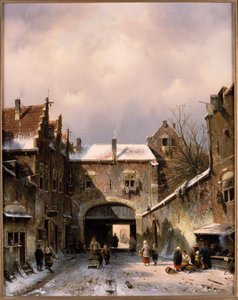 Dorfszene im Winter, 1893 von Charles Henri Joseph Leickert