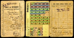 Rationierungskarte/Kleidungskarte/Sekretariat für industrielle Produktion/Zweiter Weltkrieg 1941