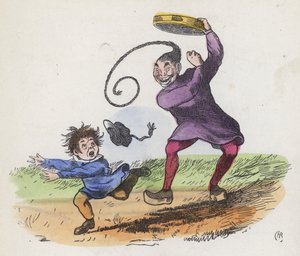 Junge, der von einem Chinesen mit Tamburin erschreckt wird von Charles Henry (after) Bennett