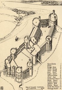 Vogelperspektive von Caernarvon Castle, Nordwales, 1931