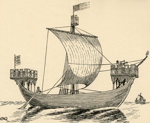 Ein Schiff aus der Zeit von Edward I., basierend auf dem Dover-Siegel, 1284, 1931