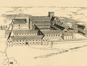 Außenansicht des Benediktinerklosters, 1931