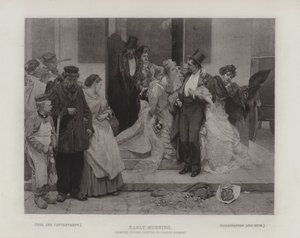 Früher Morgen, der Kontrast zwischen: Mühe und Zufriedenheit; und Ausschweifung und Ruin (Gravur) von Charles Hermans