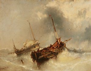 Zwei Segelschiffe auf stürmischer See