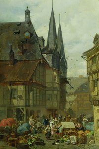 Der Marktplatz in Wernigerode, 1861