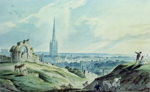 Ein Blick auf Norwich von Mouseshold Hill, nahe den Ruinen von Ketts Castle von Charles, II Catton