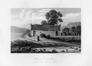 Mühle bei Bannockburn, in der James III. von Schottland 1488 getötet wurde, 1840