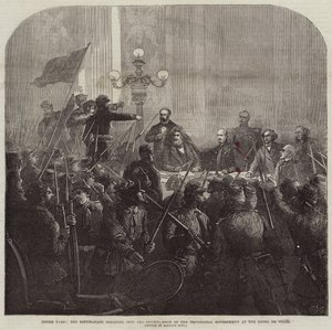 Im Inneren von Paris, Rote Republikaner brechen in den Ratssaal der provisorischen Regierung im Hotel De Ville ein von Charles J. Staniland