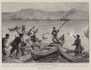 Tötung armenischer Träger, die sich in Stamboul ins Meer geworfen hatten von Charles J. Staniland
