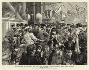Die Auswanderung der russischen Juden, der Arzt untersucht die Passagiere der Zwischendeckklasse vor ihrer Abreise aus Liverpool von Charles J. Staniland