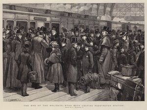 Das Ende der Ferien, Eton-Jungen verlassen den Bahnhof Paddington von Charles J. Staniland