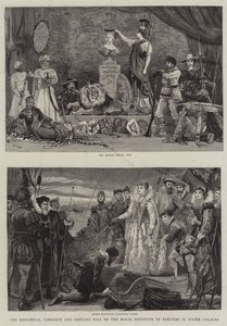 Die historischen Tableaux und Kostümball des Royal Institute of Painters in Water Colours von Charles J. Staniland
