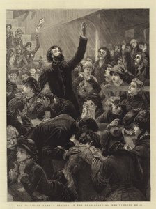 Die Heilsarmee, ein Gottesdienst im Hauptquartier, Whitechapel Road von Charles J. Staniland