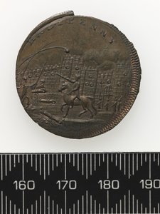 Rückseite eines Tokens mit Thomas Spence (Kupfer)