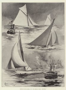 Wettbewerb um den America Cup, die amerikanische Yacht, Defender von Charles John de Lacy