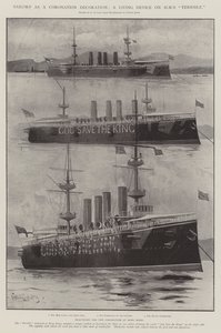 Matrosen als Krönungsdekoration, ein lebendes Gerät auf der HMS Terrible von Charles John de Lacy
