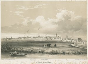 Burton-upon-Trent Brücke und Stadt von Charles Joseph Hullmandel