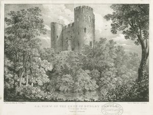 Dudley Castle - Der Bergfried (Gravur) von Charles Joseph Hullmandel