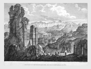 Zusammenfluss von Rhone und Saone, römische Ruinen bei Lyon, ca. 1835 von Charles Joseph Hullmandel