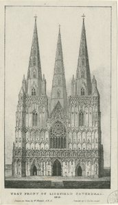 Lichfield Kathedrale - Westfront (Gravur) von Charles Joseph Hullmandel