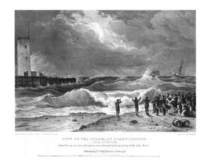 Ansicht des Sturms in Scarborough am 17. Februar 1836 von Charles Joseph Hullmandel