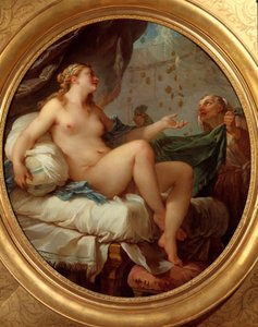 Danae empfängt den goldenen Regen. Zeus verführt Danae in Form eines Goldregens. Gemälde von Charles Joseph Natoire