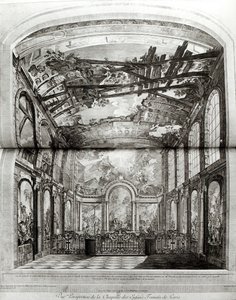 Dekoration der Kapelle des Hospice des Enfants Trouves in Paris, graviert von Etienne Fessard, ca. 1750