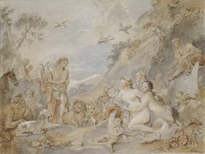 Orpheus bezaubert die Nymphen, Dryaden und Tiere von Charles Joseph Natoire