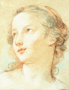 Der Kopf eines Mädchens, das nach links schaut von Charles Joseph Natoire