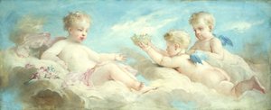 Putti, die in den Wolken spielen
