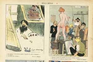 Illustration von Chas-Laborde (1886-1941) in Le Rire, 21/03/08 - Meli-Melo - Kunst, Lehre, Nacktheit - Modell (das posiert) von Charles Laborde