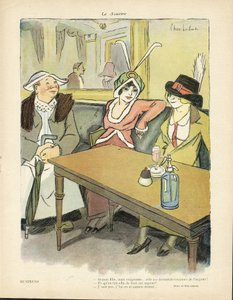 Illustration von Chas-Laborde (1886-1941) in Le Smile, Nr. 9, 27/02/13 - Geschäft - Restaurant Cafés, Mode, Hut - Gier, Geiz - Frauen von Charles Laborde