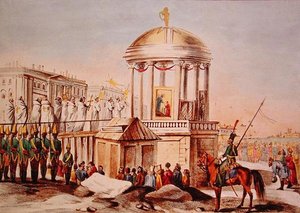 Die Segnung der Wasser in St. Petersburg, ca. 1820 von Charles Lasteyrie du Saillant