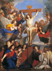 Kruzifix mit Engeln, um 1660, von Charles Le Brun von Charles Le Brun