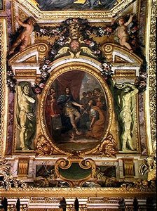 Förderung der Künste im Jahr 1663, Deckenmalerei aus der Galerie des Glaces von Charles Le Brun