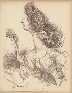 Karikatur der französischen Komikerin Cecile Sorel von Charles Leandre