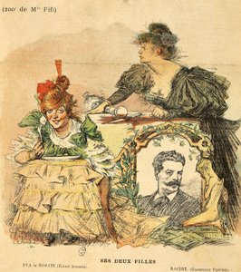 Karikatur für die zweihundertste Aufführung von Mademoiselle Fifi, nach einer Novelle von Guy de Maupassant
