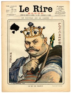 Titelblatt von „Das rote Lachen“, Satirisch in Farben von Charles Leandre