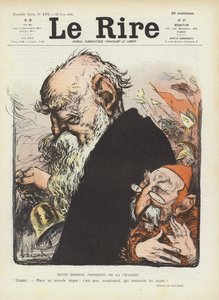 Französische Politiker Henri Brisson und Emile Combes. Illustration für Le Rire von Charles Leandre