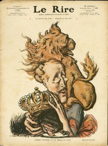 Illustration von Charles Leandre (1862-1934) in Le Rire, 01/01/10 - Belgien - Löwe/Tiger, Albert 1er (Belgien) von Charles Leandre