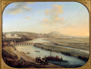 Blick auf die Insel Seguin, die Brücke von Sèvres und Saint Cloud von Charles Leopold Grevenbroeck